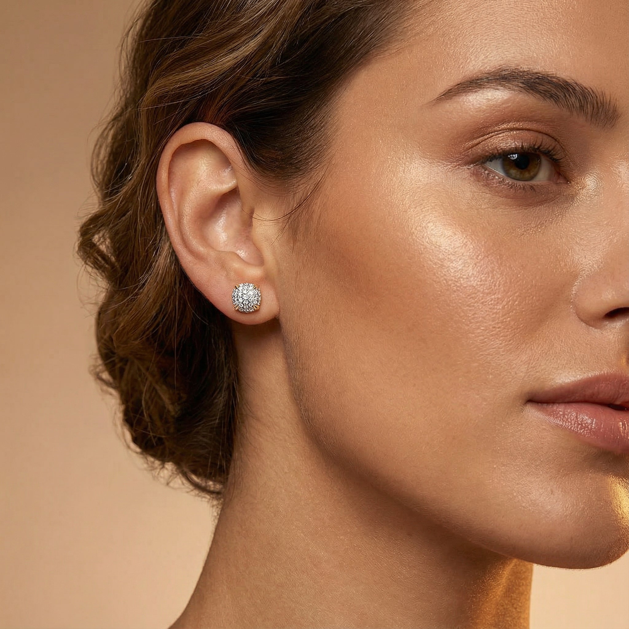 Pave Set Diamond Dainty Stud Earrings - GeumJewels