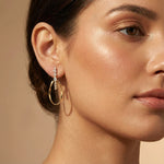 Elongated Circular Diamond Drop Earrings - GeumJewels