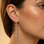 Long Diamond Drop Earrings in Solid Gold - GeumJewels
