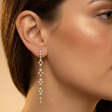 Long Diamond Drop Earrings in Solid Gold - GeumJewels