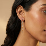 Long Diamond Drop Earrings in Solid Gold - GeumJewels