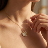 Circular Pave Set Diamond Dangle Necklace - GeumJewels