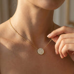 Round Shaped Diamond Cluster Solid Gold Necklace - GeumJewels