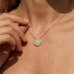 Round Shaped Diamond Cluster Solid Gold Necklace - GeumJewels