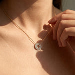 Three Row Diamond Solid Gold Necklace - GeumJewels