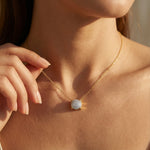 Pave Set Diamond Dainty Gold Necklace - GeumJewels