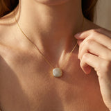 Cushion Shaped Diamond Cluster Gold Necklace - GeumJewels