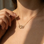 Interlinked Diamond and Twisted Wire Two Hearts Gold Necklace - GeumJewels
