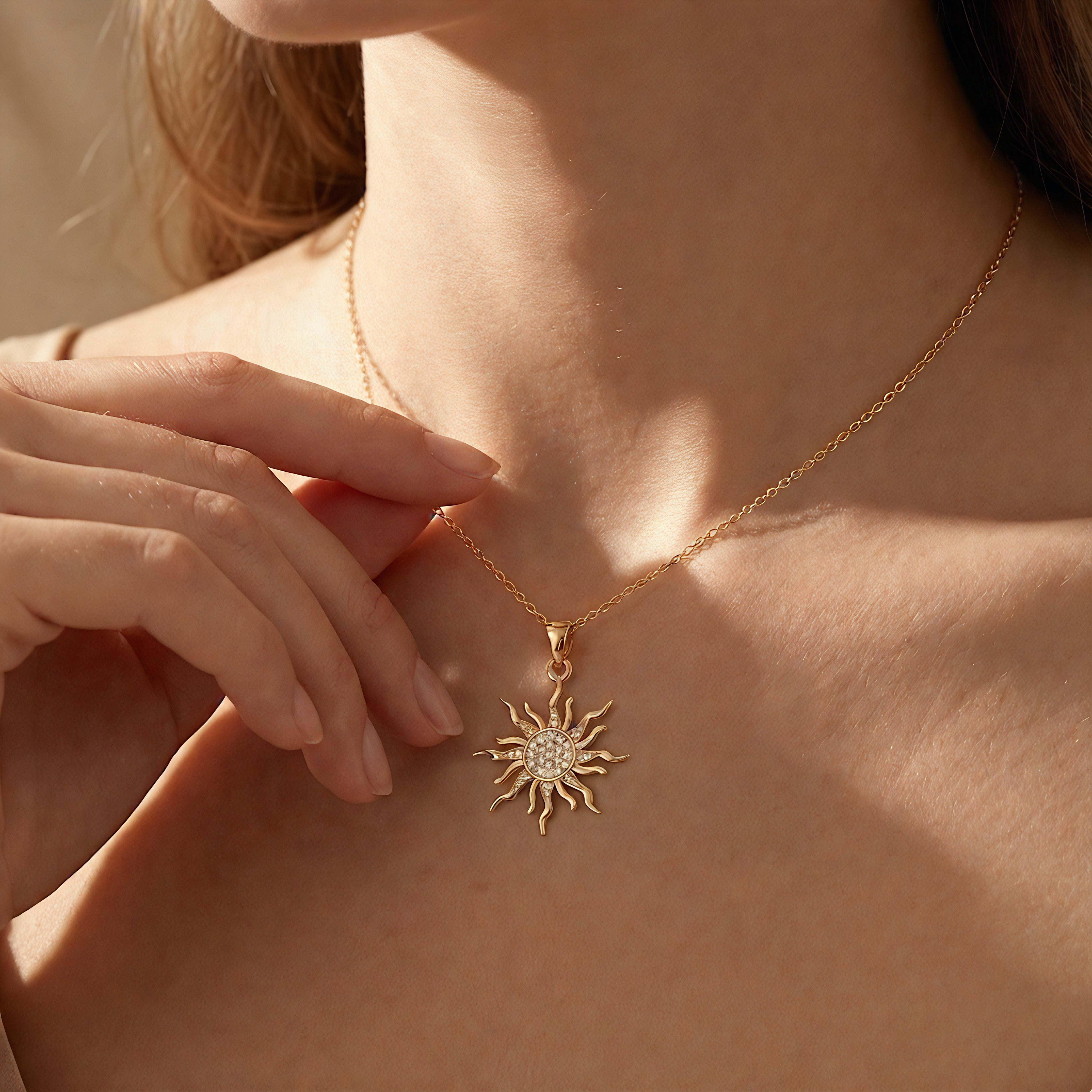 Shinning Sun Diamond Celestial Pendant - GeumJewels