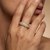 4mm Wide Cuban Half Eternity Diamond Ring