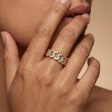 6mm Wide Cuban Link Half Eternity Diamond Ring