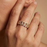 6mm Wide Cuban Link Half Eternity Diamond Ring