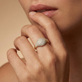 Pave Set Diamond Victorian Style Diamond Ring with Twisted Wire Band