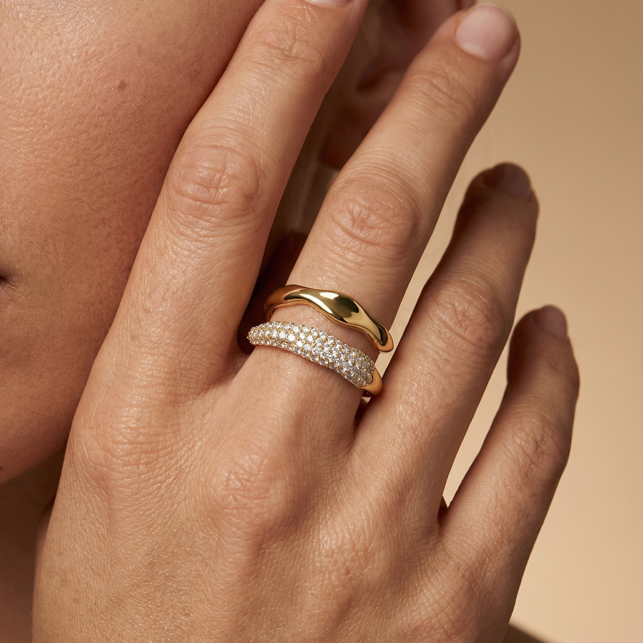 Open Cocktail Wedding Ring with Pave Set Diamonds – GeumJewels