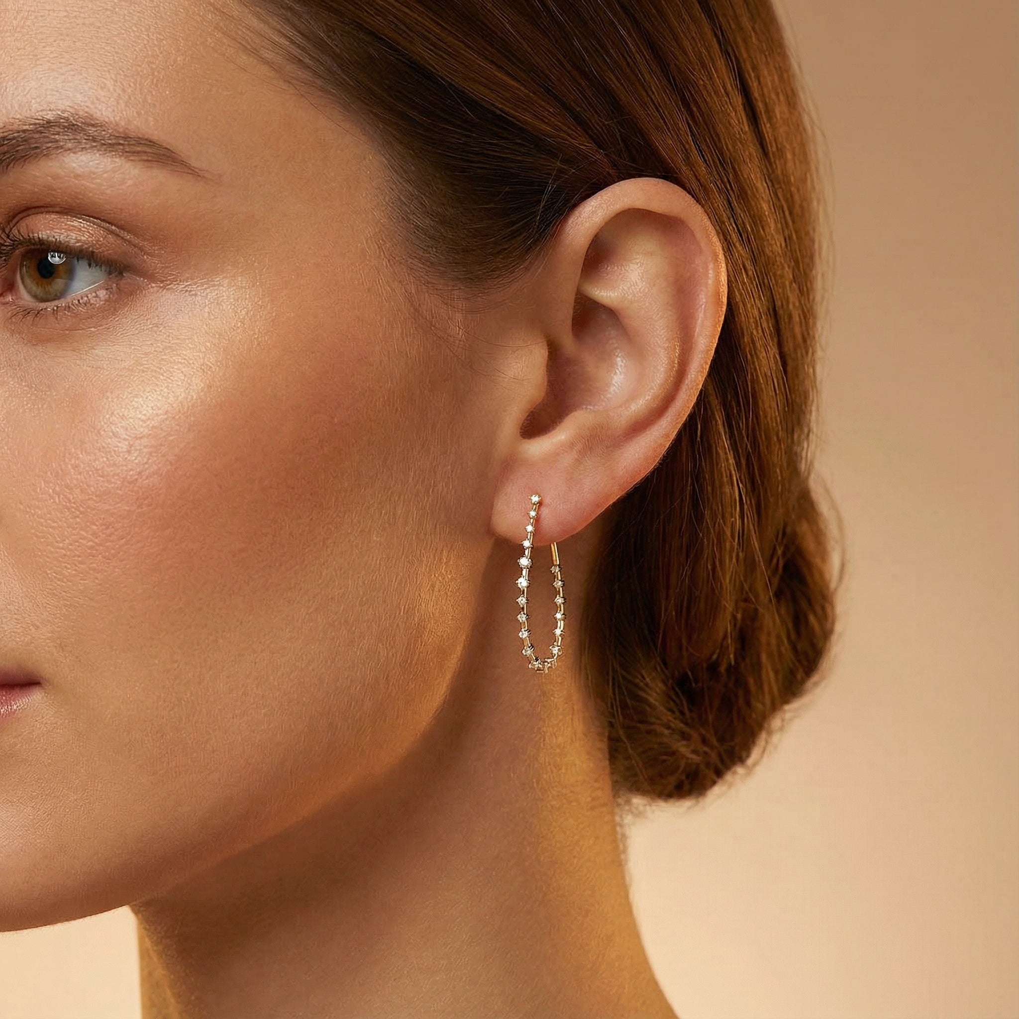 Teardrop Style Distant Diamond Drop Earrings - GeumJewels