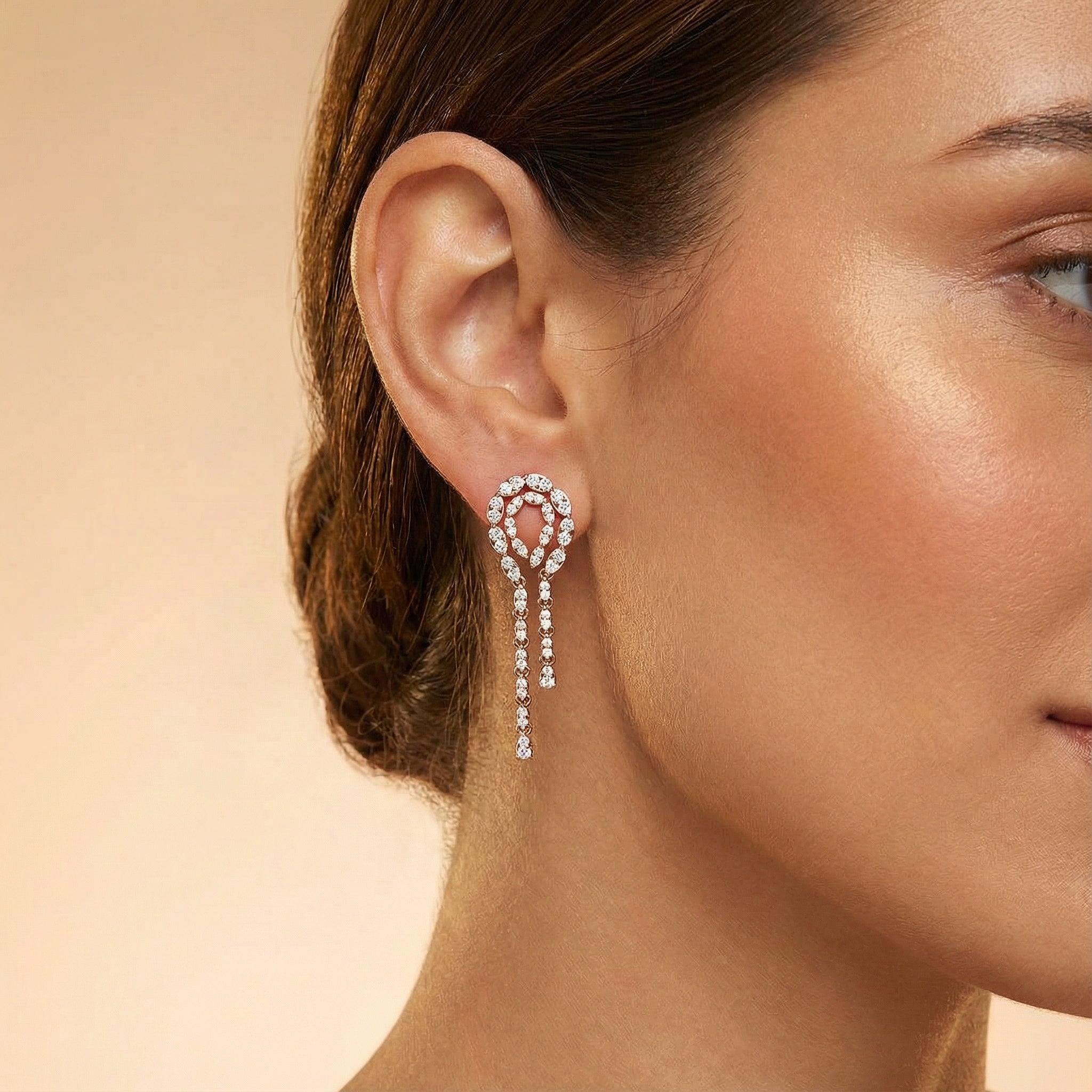 Unique Diamond Illusion Cut Fancy Shaped Diamond Earrings - GeumJewels