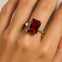Emerald Shaped Garnet with 3mm Accent Solitaire Engagement Ring - GeumJewels