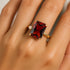 Emerald Shaped Garnet with 3mm Accent Solitaire Engagement Ring - GeumJewels