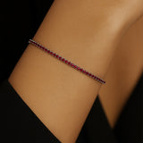 Rotes Granat-Tennisarmband: Brautschmuck aus 14k Roségold