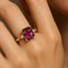 Emerald Cut Garnet and Diamond Three Stone Ring - GeumJewels