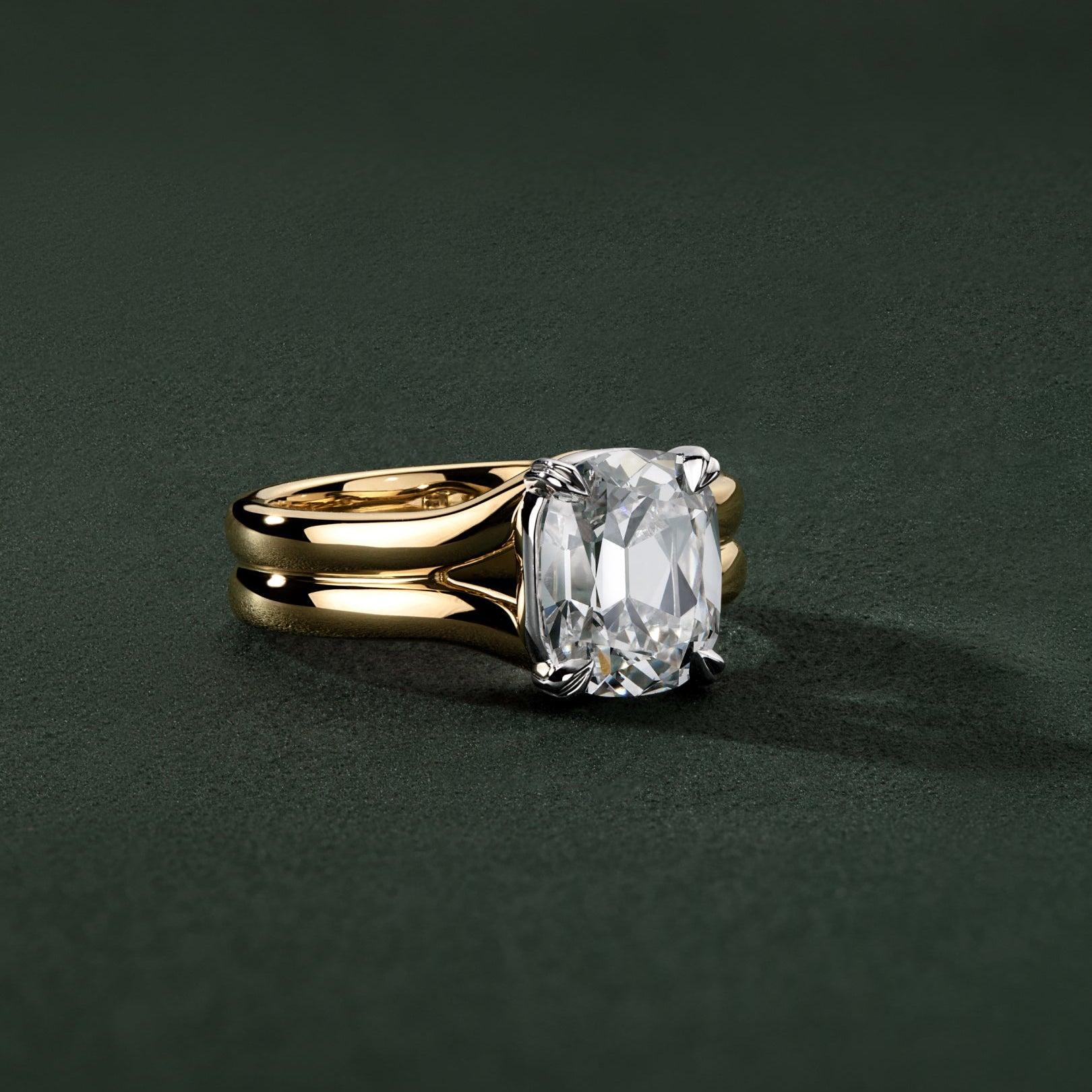 Lab Grown Diamond Cushion Shape Double Band Ring Elegant