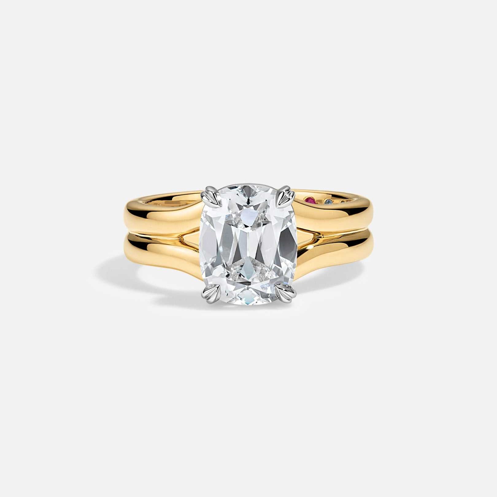 Lab Grown Diamond Cushion Shape Double Band Ring Elegant