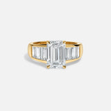 14kt Solid Gold Lab Grown Diamond Emerald Cut Channel Set Ring