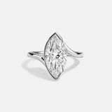 Lab Grown Diamond Oval Solitaire Ring 14kt Solid Gold Bypass Engagement Jewelry