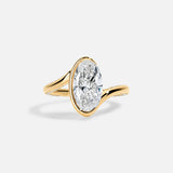 Lab Grown Diamond Oval Solitaire Ring 14kt Solid Gold Bypass Engagement Jewelry