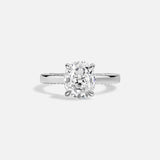 14kt Rose Gold Lab Diamond Oval Shape Ring Solitaire Secret Pave Diamond Rings
