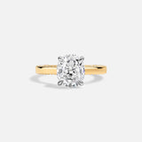 14kt Rose Gold Lab Diamond Oval Shape Ring Solitaire Secret Pave Diamond Rings