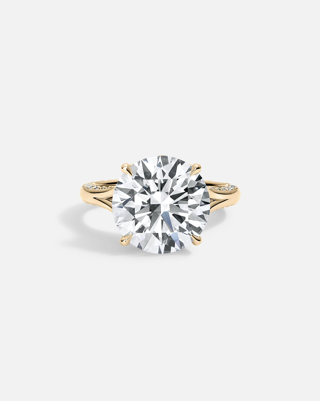 Lab Diamond Round Shape Ring Split Shank 14kt Solid Gold Jewelry ...