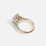 Lab Diamond Round Shape Ring Split Shank 14kt Solid Gold Jewelry