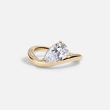 Lab Grown Diamond Pear Wave Ring 14kt Solid Gold Jewelry