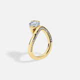 14kt Solid Gold Lab Grown Diamond Pear Wave Half Bezel Ring