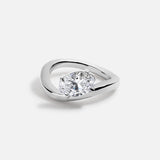 14kt Rose Gold Lab Diamond Oval Solitaire Wave Ring
