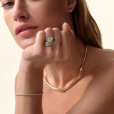 14kt Rose Gold Lab Diamond Oval Solitaire Wave Ring
