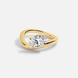 14kt Rose Gold Lab Diamond Oval Solitaire Wave Ring