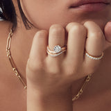 Lab Grown Diamond Engagement Ring Round Wave Jewelry 14kt Gold