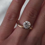 Lab Grown Diamond Engagement Ring Round Wave Jewelry 14kt Gold