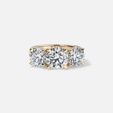 Lab Grown Diamond Round Three Stone Ring 14kt Solid Gold