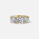 Lab Grown Diamond Round Three Stone Ring 14kt Solid Gold