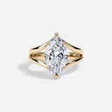 Lab Diamond Marquise Ring 14kt Solid Gold Split Shank Engagement Rings