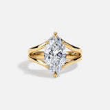 Lab Diamond Marquise Ring 14kt Solid Gold Split Shank Engagement Rings