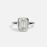 14kt Gold Lab Grown Diamond Emerald Cut Ring Engagement Bezel Set Jewelry