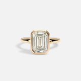 14kt Gold Lab Grown Diamond Emerald Cut Ring Engagement Bezel Set Jewelry