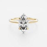 Marquise Solitaire Ring Lab Grown Diamond Engagement Band 14kt Solid Gold