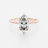 Marquise Solitaire Ring Lab Grown Diamond Engagement Band 14kt Solid Gold
