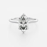 Marquise Solitaire Ring Lab Grown Diamond Engagement Band 14kt Solid Gold