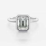 14kt Yellow Gold Lab Diamond Emerald Cut Bezel Set Ring